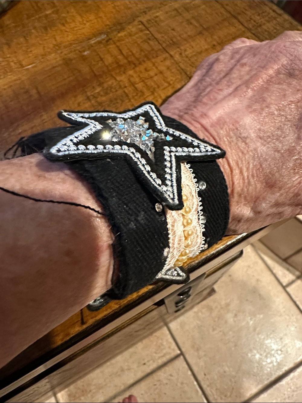 Embellished Black Star Cuff Bracelet - Women's/Men's Fashion Accessory